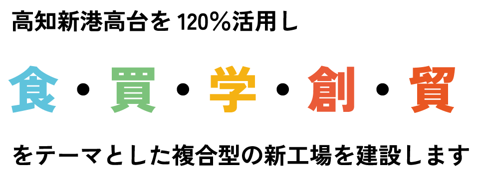 高知新港高台を120％活用し食・買・学・創・貿をテーマとした複合型の新工場を建設します